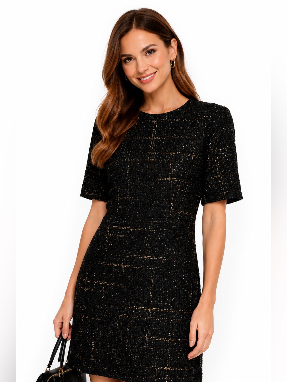 Zara Black and Gold Plaid Dress